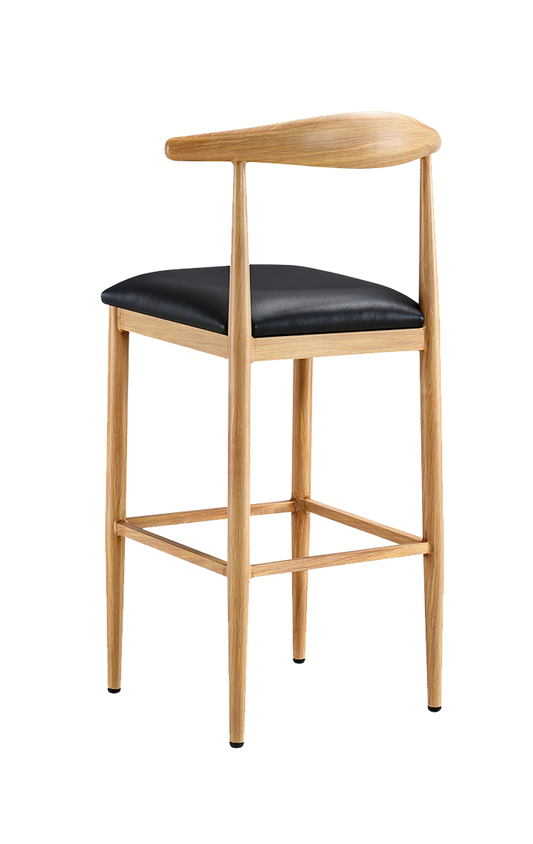 Natural Wood Grain OX Barstool with Black Seat