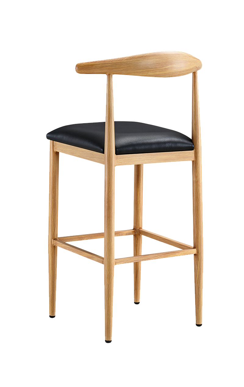 Natural Wood Grain OX Barstool with Black Seat