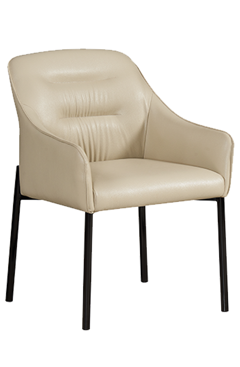 Beige/Black Vinyl Seat and Back Chair with Black Steel Frame