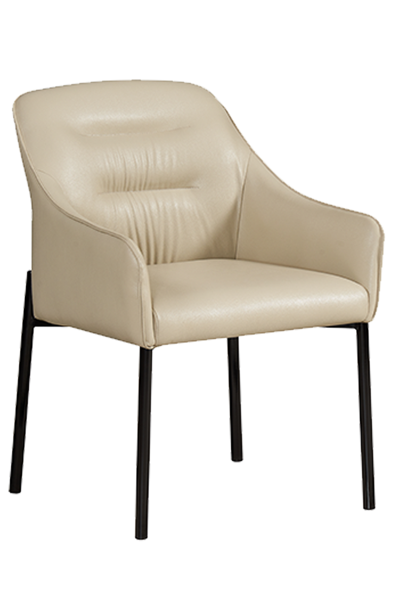 Beige/Black Vinyl Seat and Back Chair with Black Steel Frame