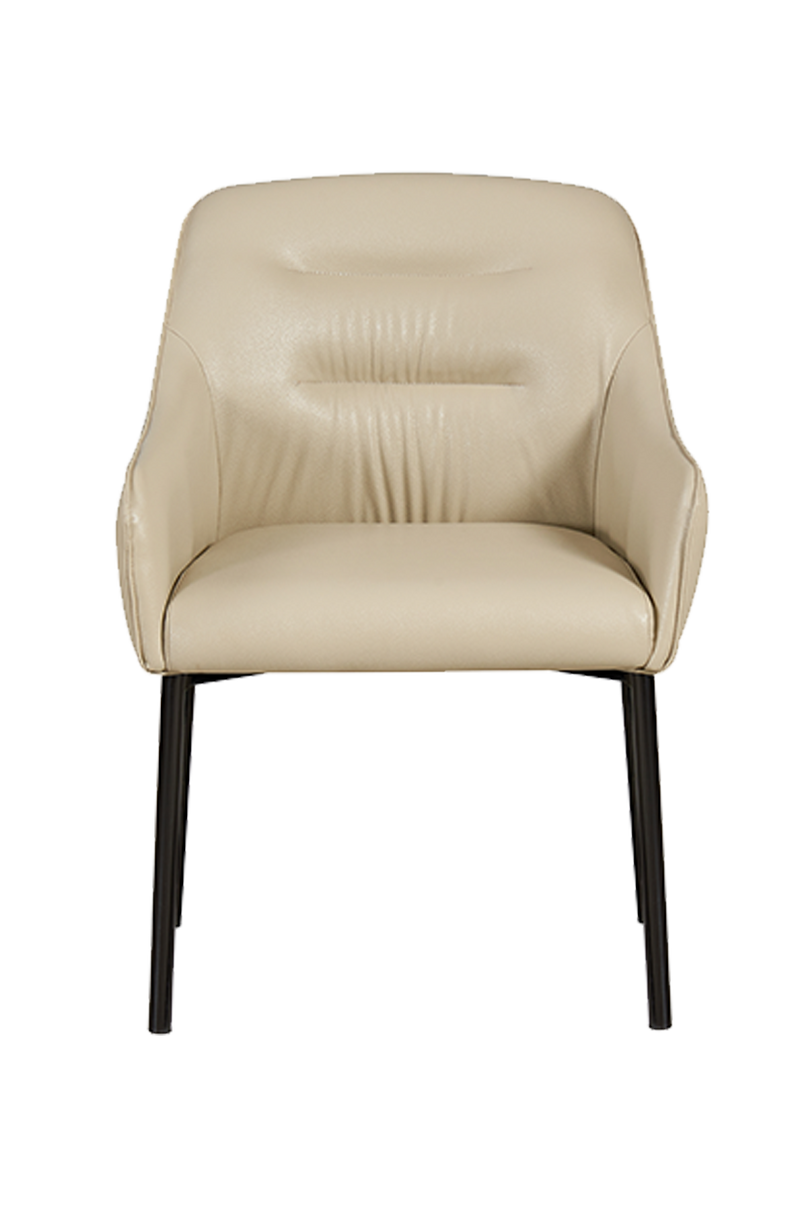 Beige/Black Vinyl Seat and Back Chair with Black Steel Frame