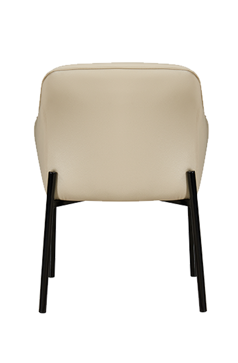 Beige/Black Vinyl Seat and Back Chair with Black Steel Frame