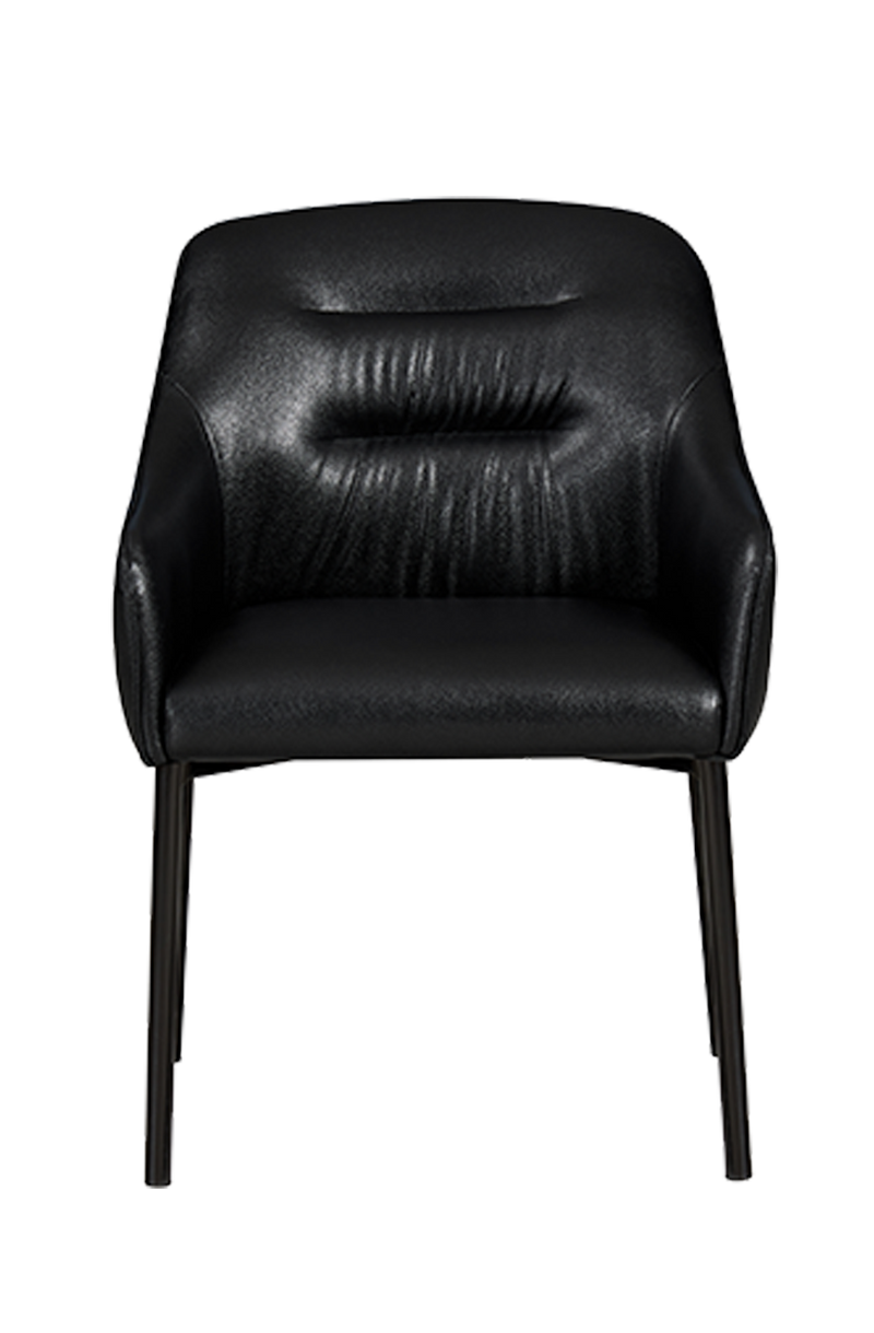 Beige/Black Vinyl Seat and Back Chair with Black Steel Frame