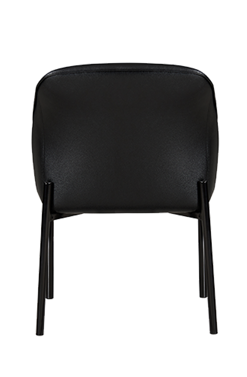 Beige/Black Vinyl Seat and Back Chair with Black Steel Frame
