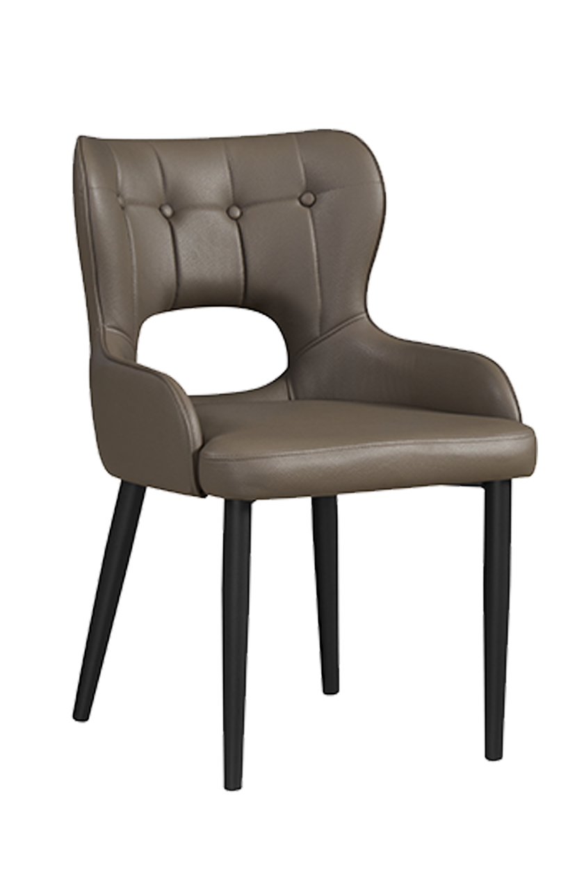 Black Steel Chair with Grey Vinyl Seat