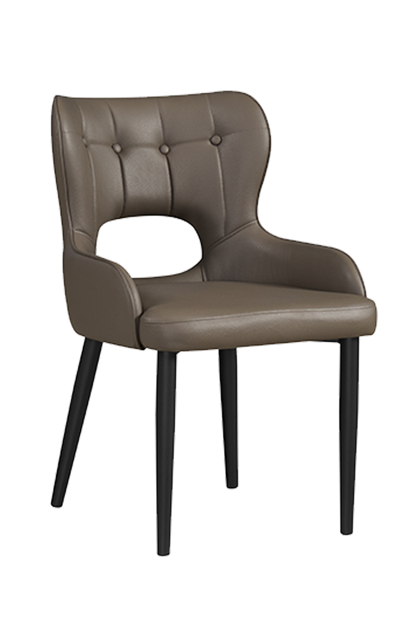 Black Steel Chair with Grey Vinyl Seat