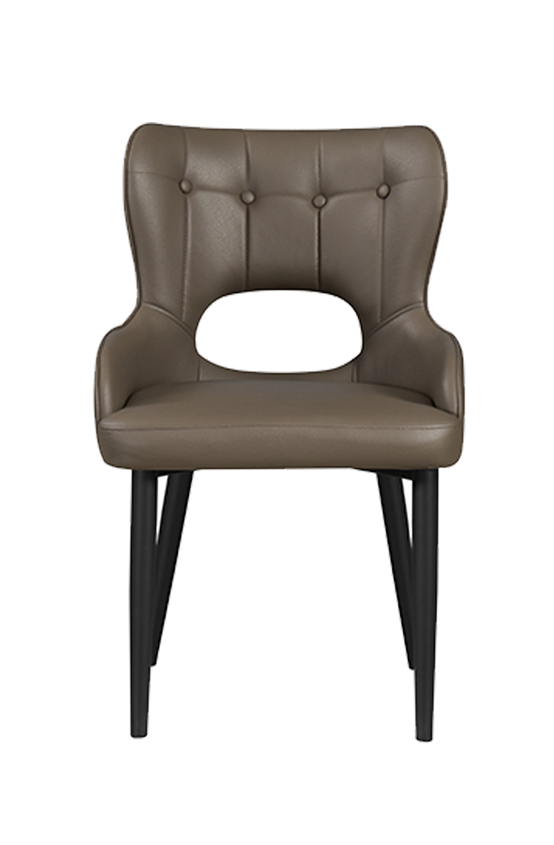 Black Steel Chair with Grey Vinyl Seat