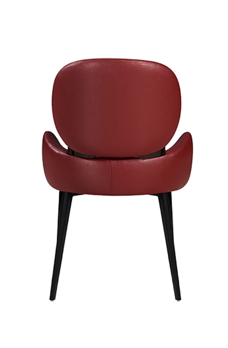 Modern Black Steel Chair with Red Vinyl Back & Seat