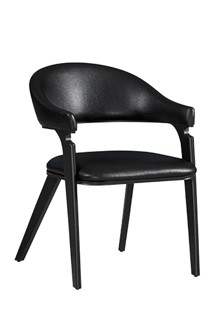 Elegant Italian Style Black Vinyl Seat&Back Chair, Finish Black