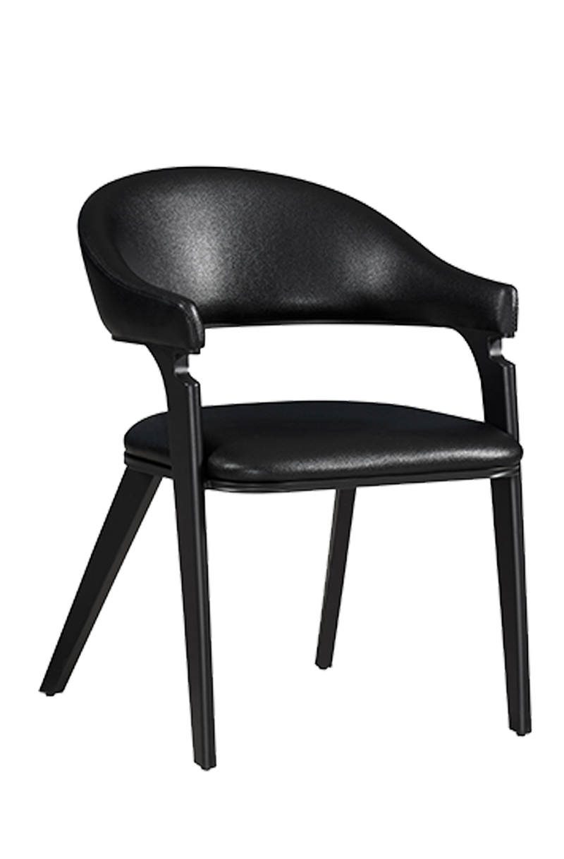 Elegant Italian Style Black Vinyl Seat&Back Chair, Finish Black
