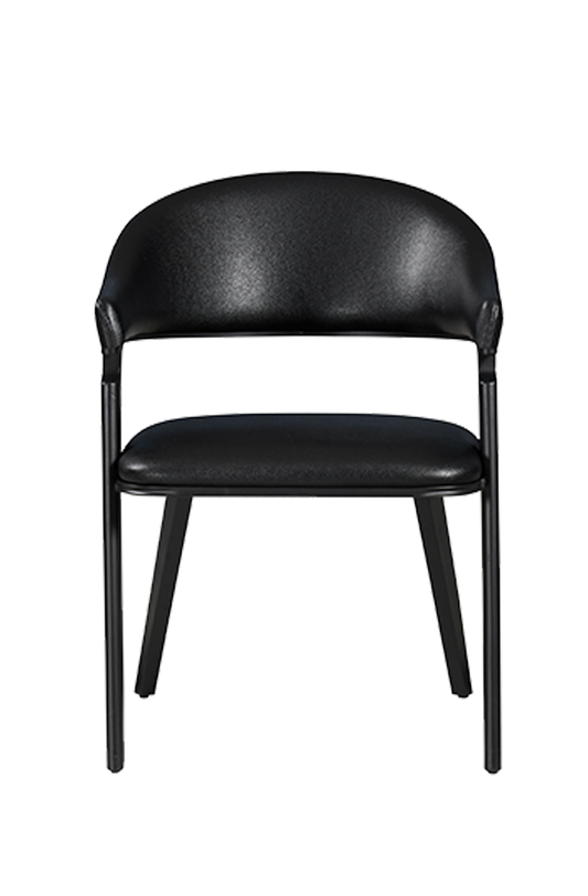 Elegant Italian Style Black Vinyl Seat&Back Chair, Finish Black
