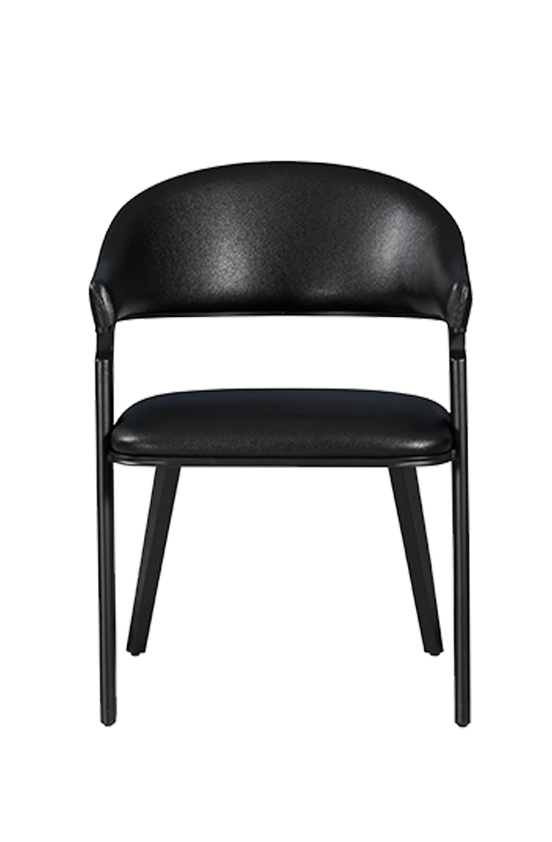 Elegant Italian Style Black Vinyl Seat&Back Chair, Finish Black