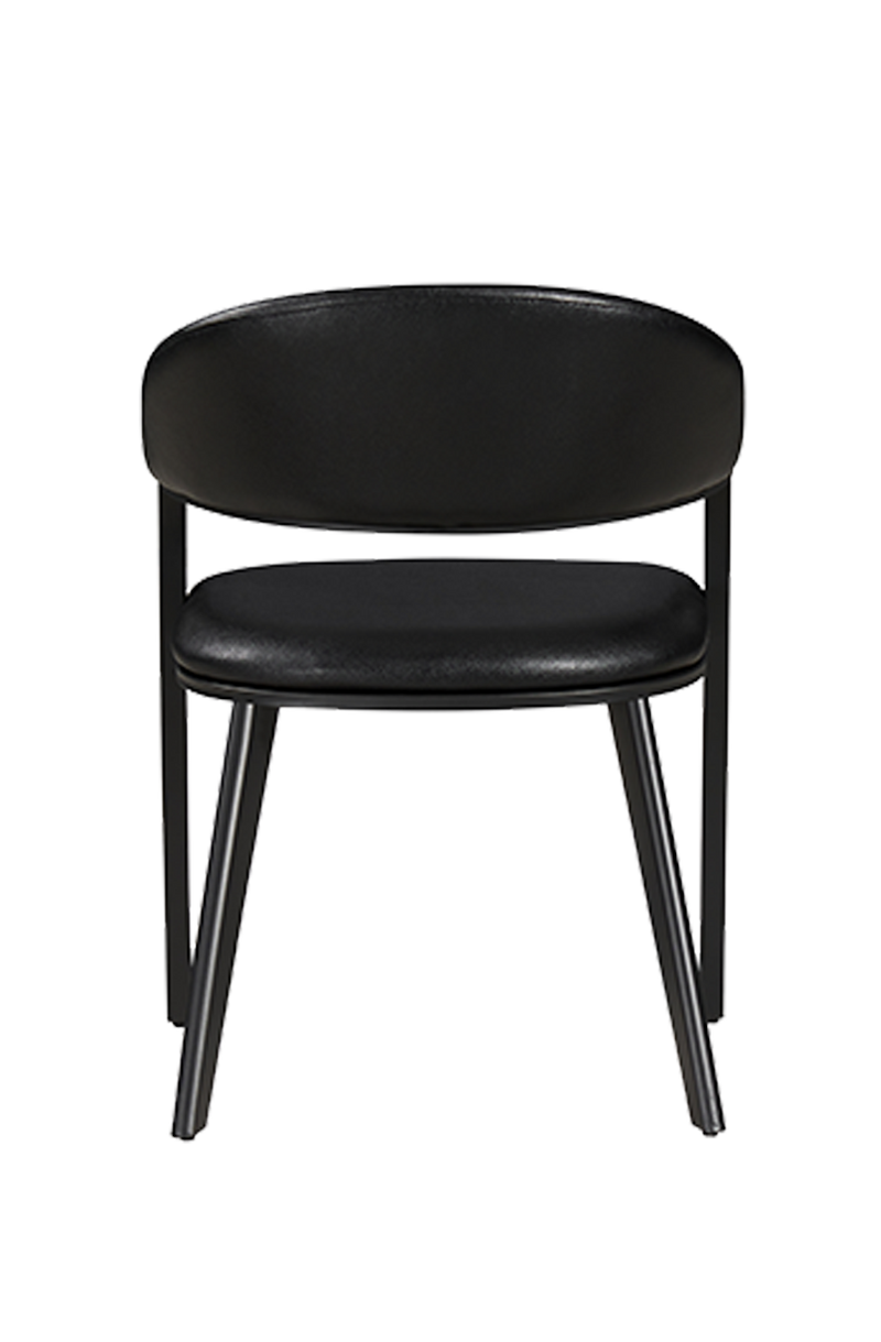 Elegant Italian Style Black Vinyl Seat&Back Chair, Finish Black
