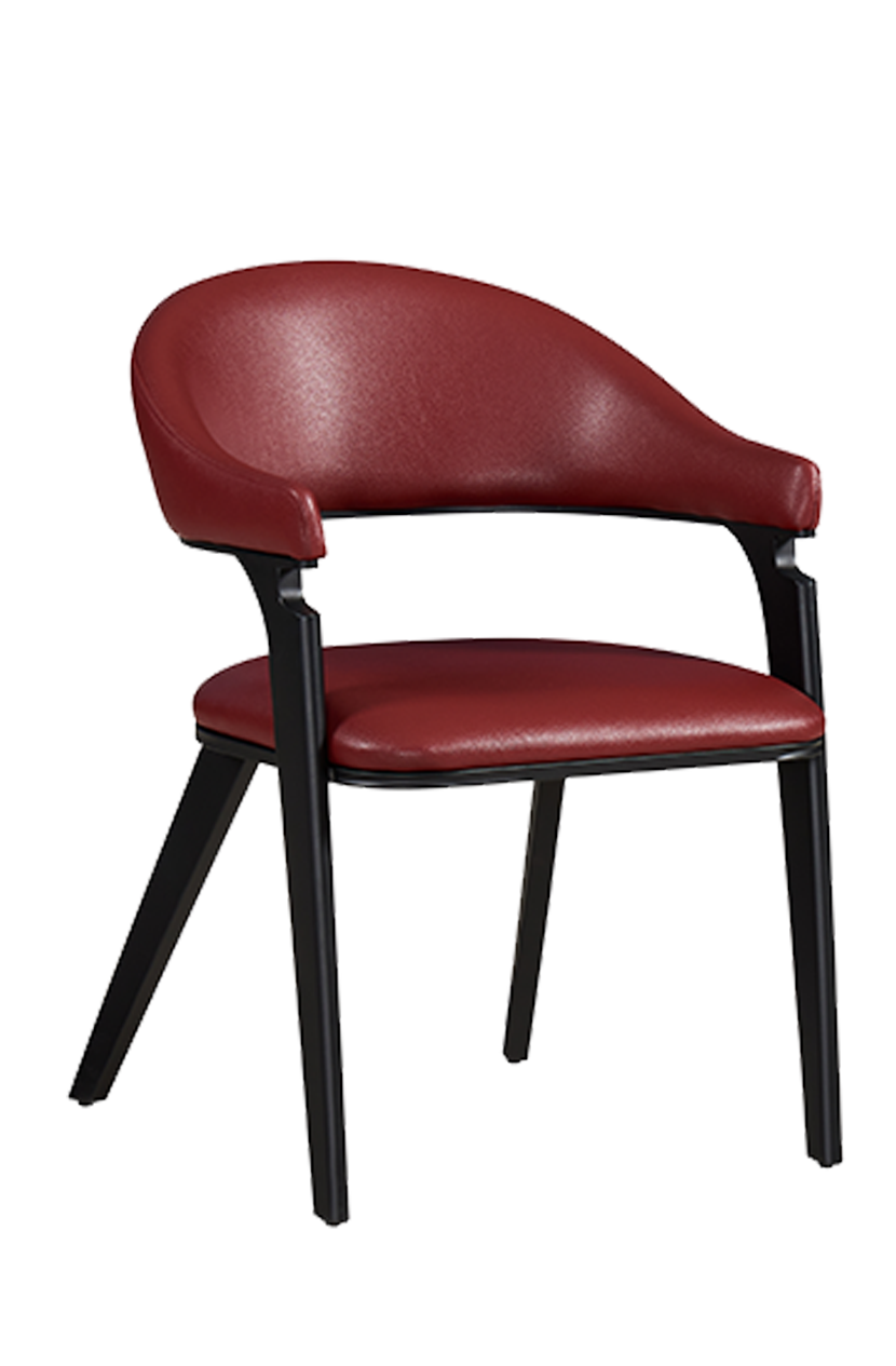 Elegant Italian Style Red Vinyl Seat&Back Chair, Finish Black