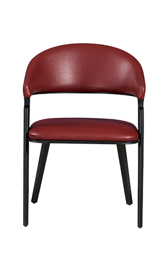 Elegant Italian Style Red Vinyl Seat&Back Chair, Finish Black