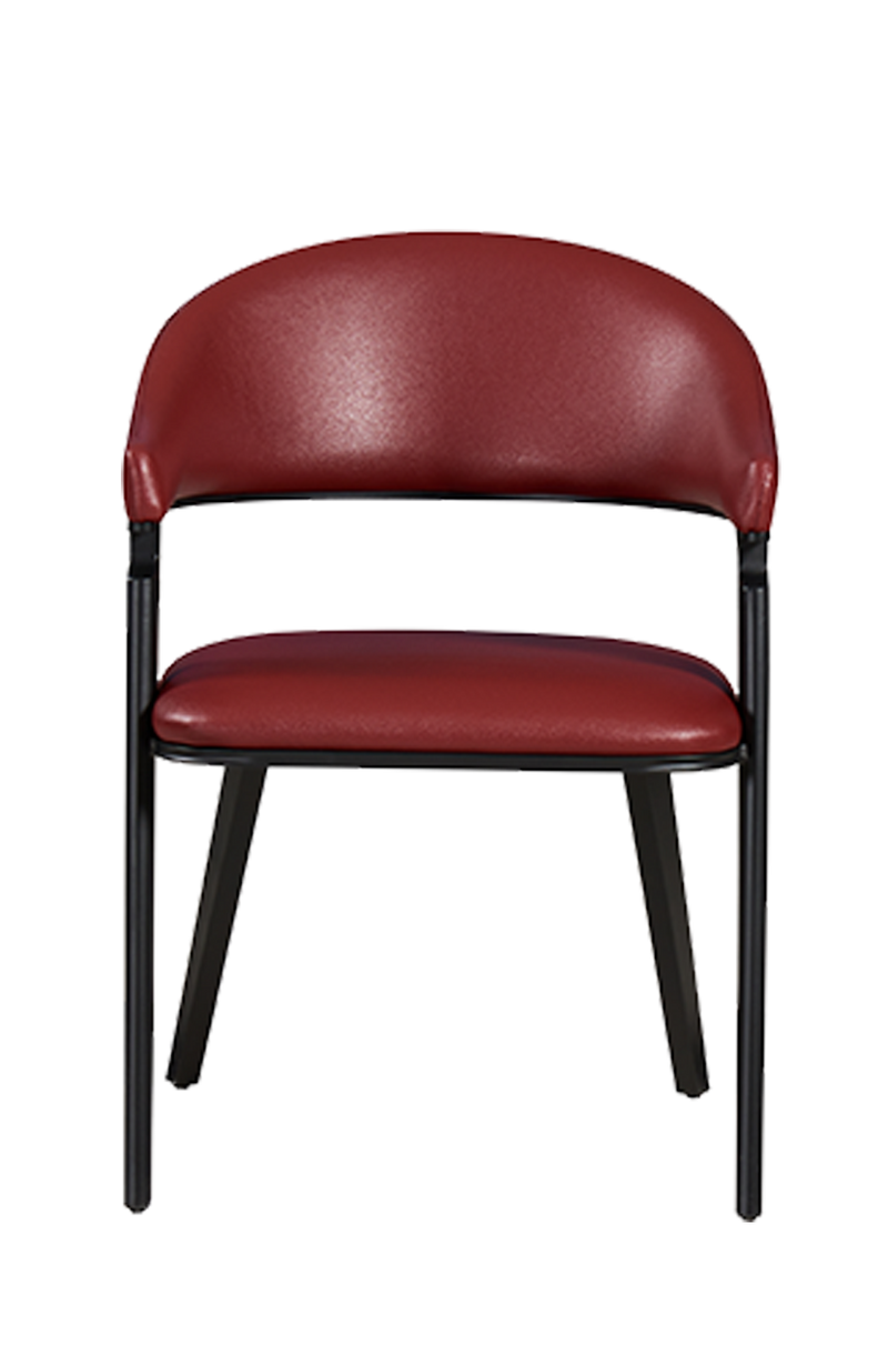 Elegant Italian Style Red Vinyl Seat&Back Chair, Finish Black