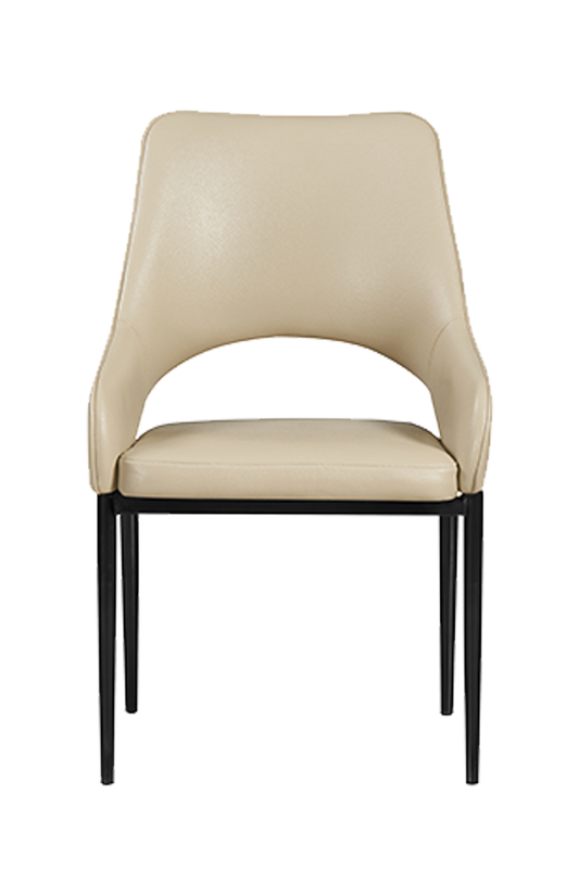 Modern Versatile Chair with Beige Vinyl Seat and Back, Finish Black