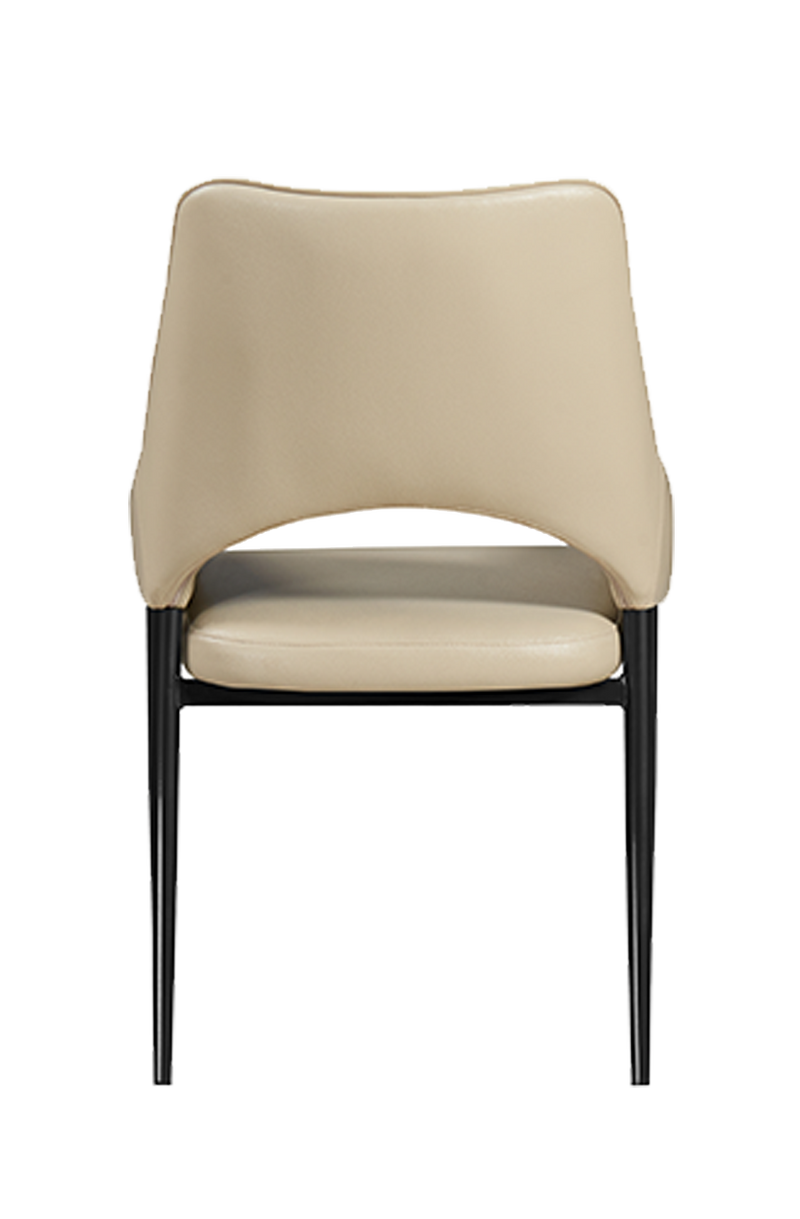 Modern Versatile Chair with Beige Vinyl Seat and Back, Finish Black