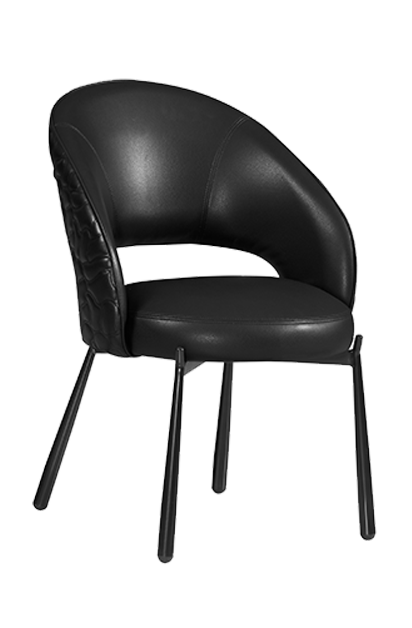Black Arc-shaped backrest Chair with Vinyl Seat, Finish Black