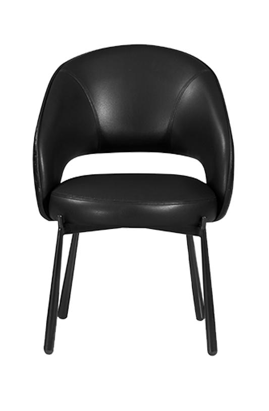 Black Arc-shaped backrest Chair with Vinyl Seat, Finish Black