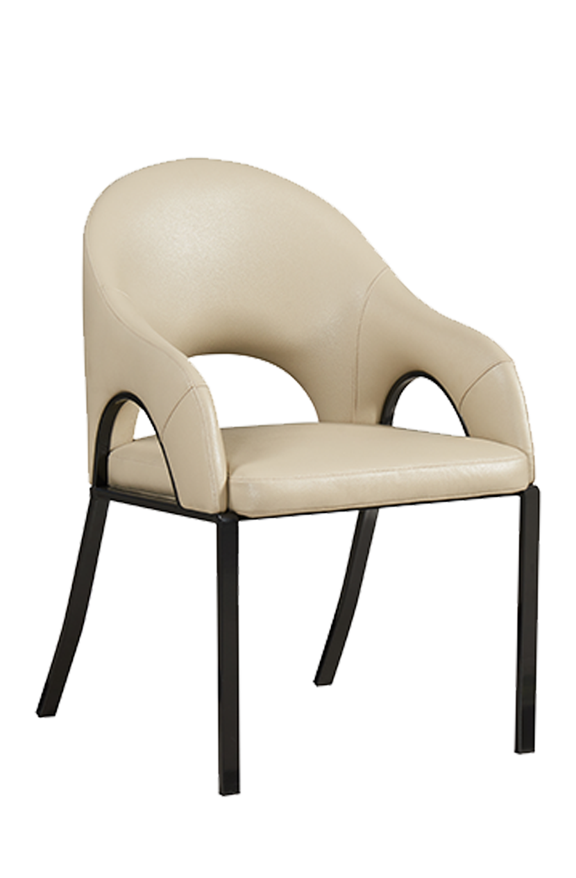 Indoor Metal Chair W/ Beige Vinyl Seat