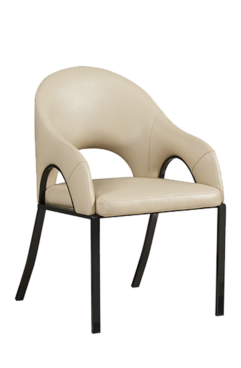 Indoor Metal Chair W/ Beige Vinyl Seat