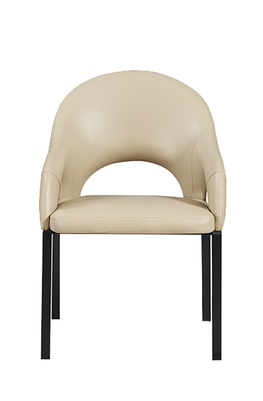 Indoor Metal Chair W/ Beige Vinyl Seat