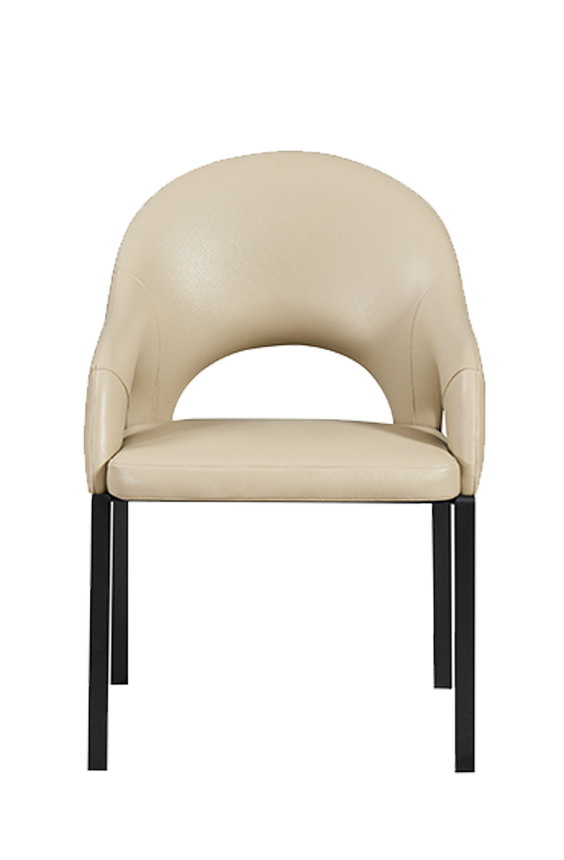 Indoor Metal Chair W/ Beige Vinyl Seat