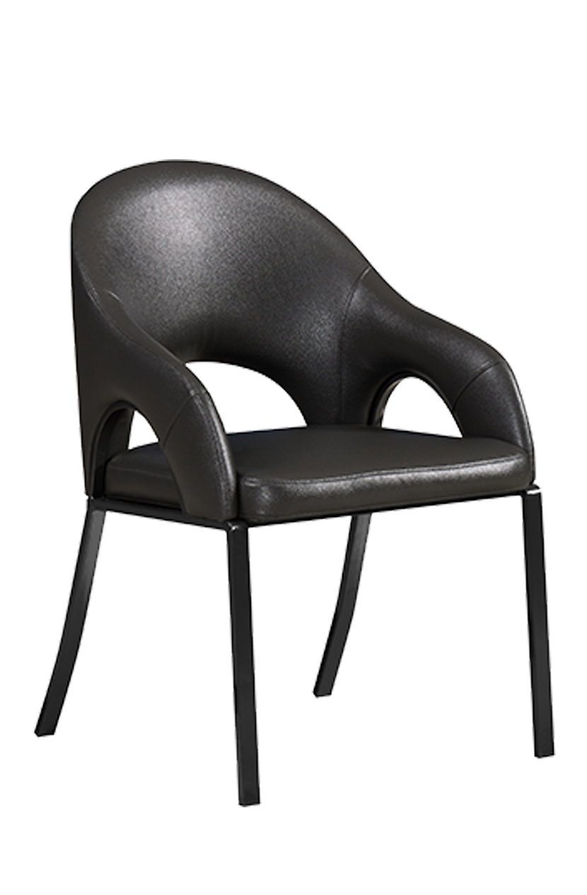 Black Steel Armchair With Vinyl Seat and Back