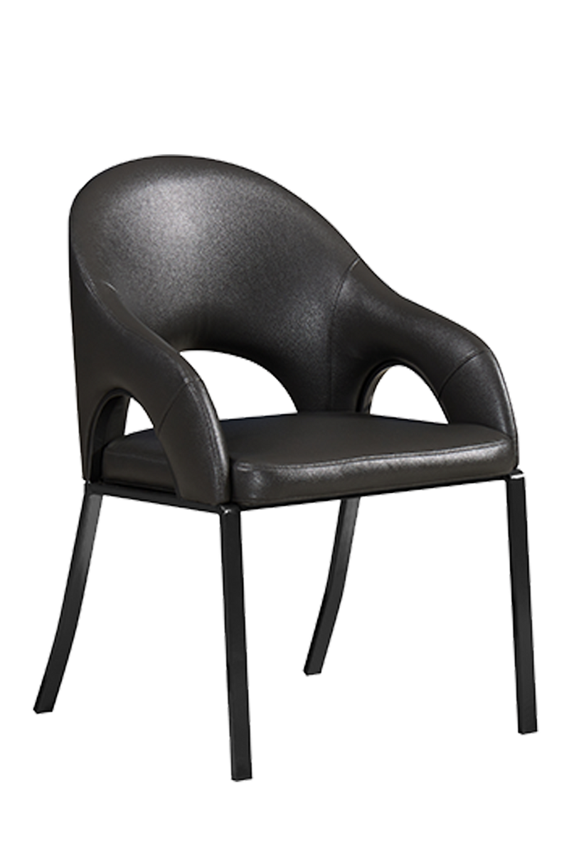 Black Steel Armchair With Vinyl Seat and Back
