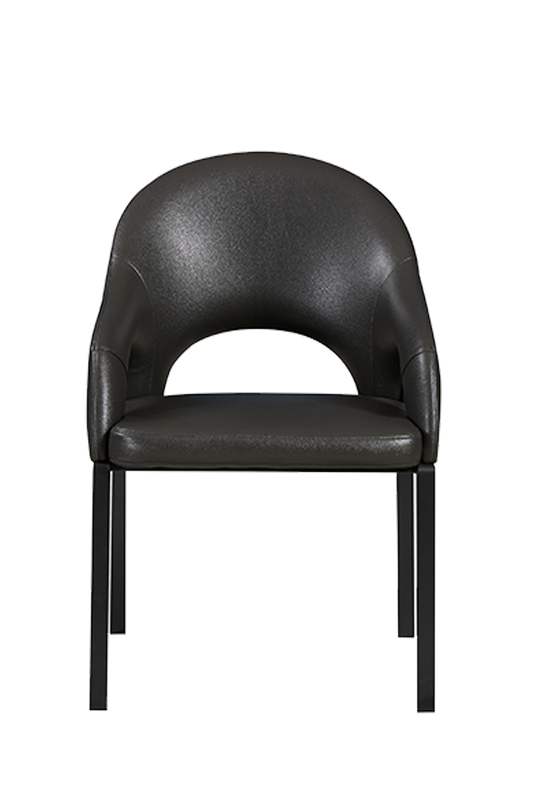 Black Steel Armchair With Vinyl Seat and Back