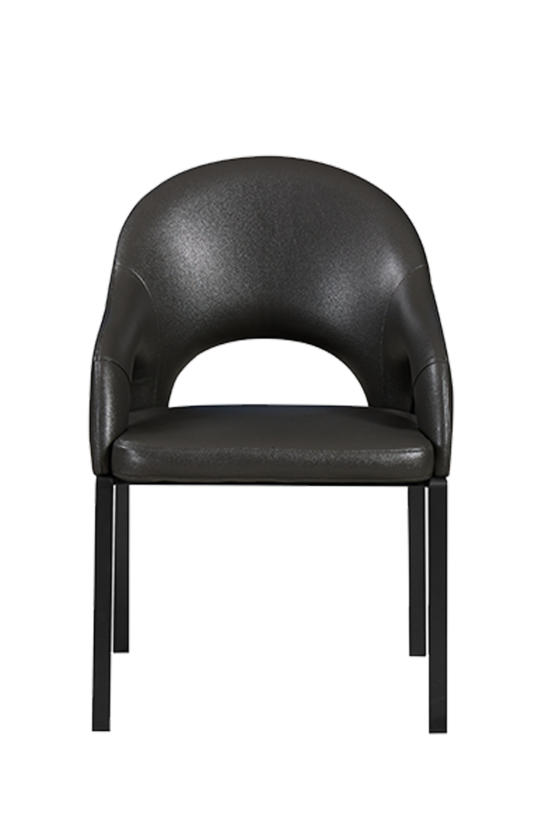Black Steel Armchair With Vinyl Seat and Back