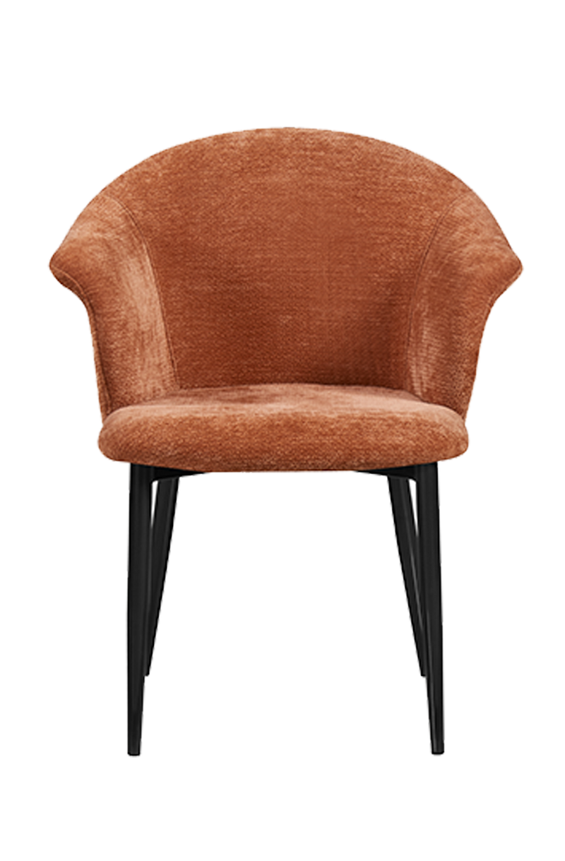 New style Steel Chair with Orange Vinyl Seat and Back, Finish Black