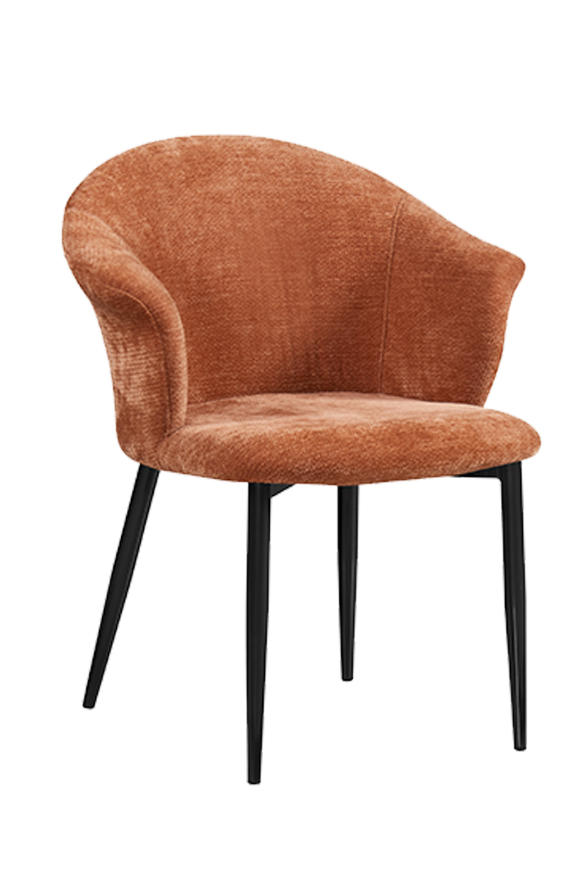 New style Steel Chair with Orange Vinyl Seat and Back, Finish Black