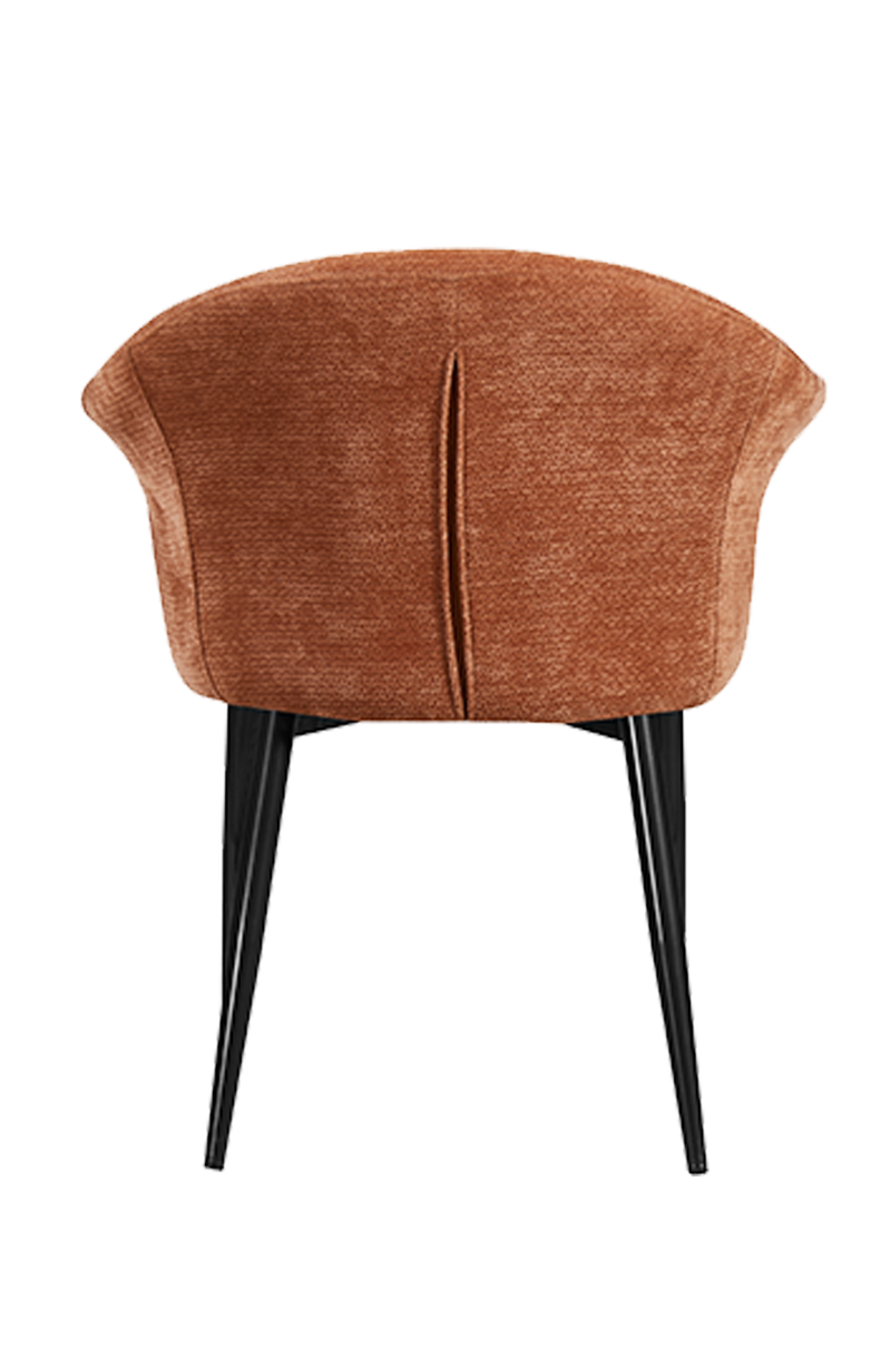 New style Steel Chair with Orange Vinyl Seat and Back, Finish Black