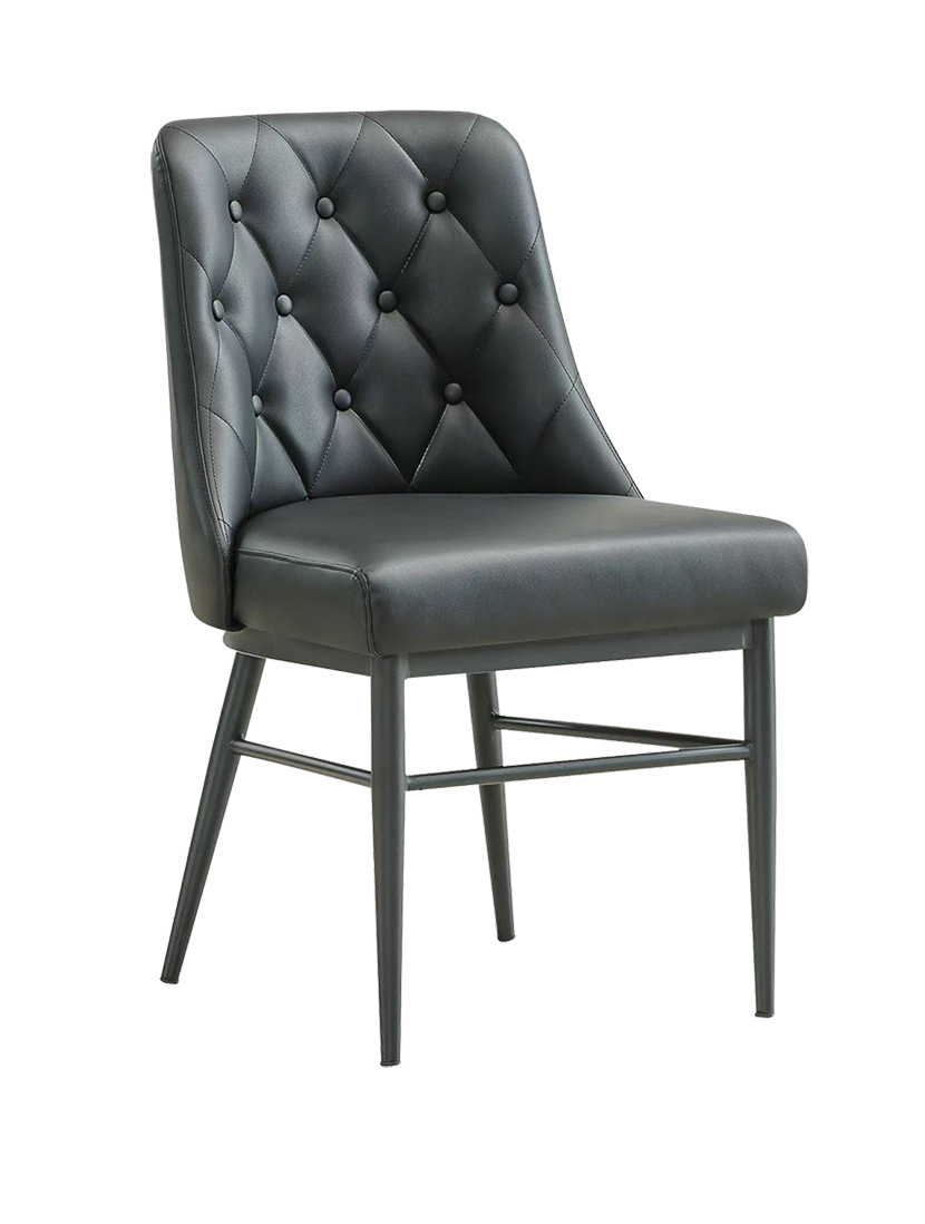 Indoor Black Vinyl Chair with Black Steel Frame
