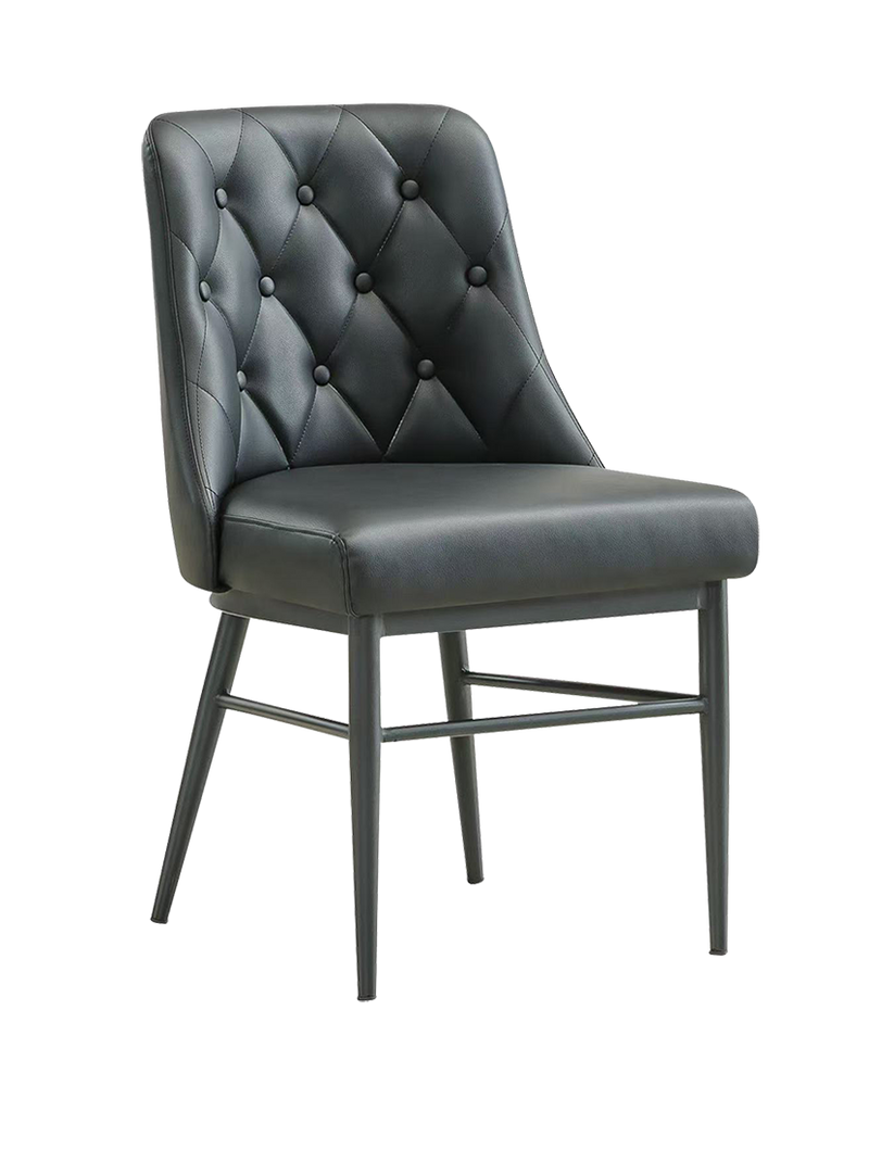 Indoor Black Vinyl Chair with Black Steel Frame