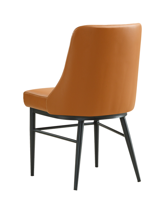 Indoor Brown Vinyl Chair with Black Steel Frame