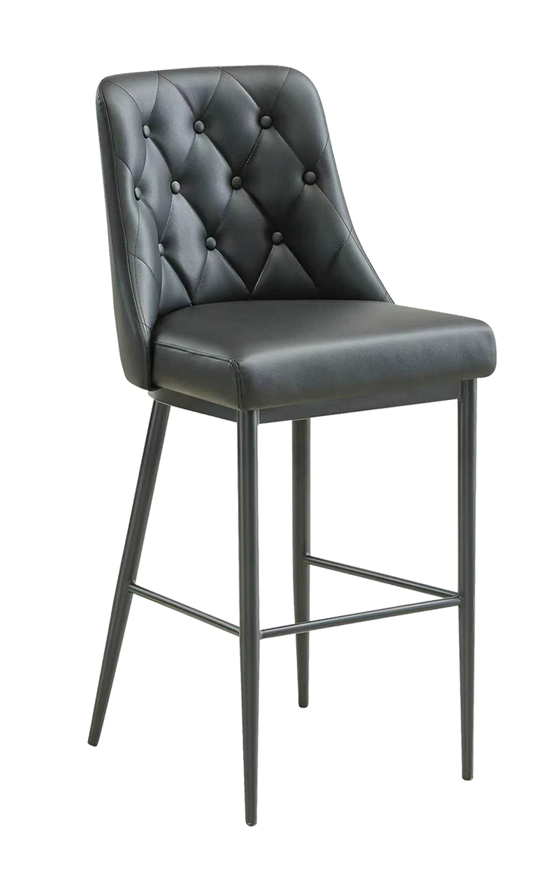 Indoor Barstool with Black Vinyl, Metal Frame Finish Black