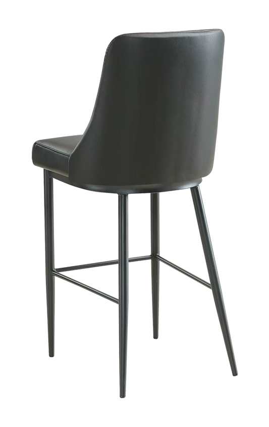 Indoor Barstool with Black Vinyl, Metal Frame Finish Black