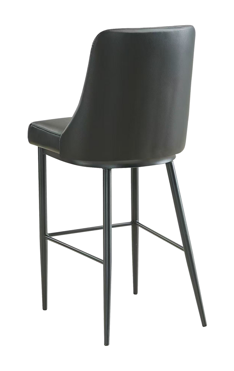 Indoor Barstool with Black Vinyl, Metal Frame Finish Black