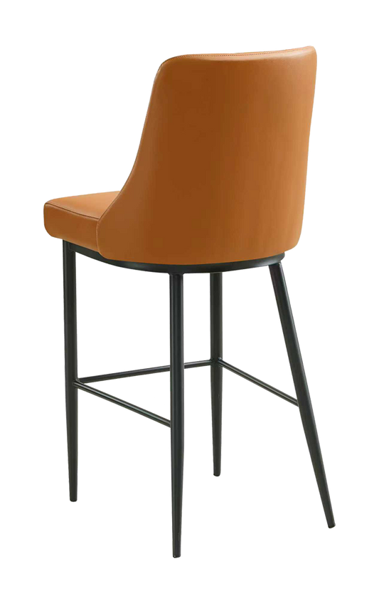 Indoor Barstool with Brown Vinyl, Metal Frame Finish Black