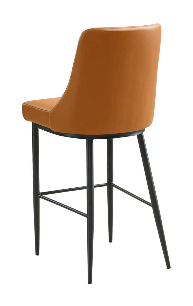 Indoor Barstool with Brown Vinyl, Metal Frame Finish Black