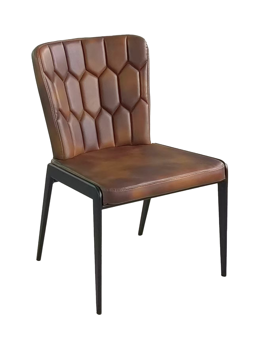 Brown Vinyl Seat&Back Steel Chair, Finish Walnut