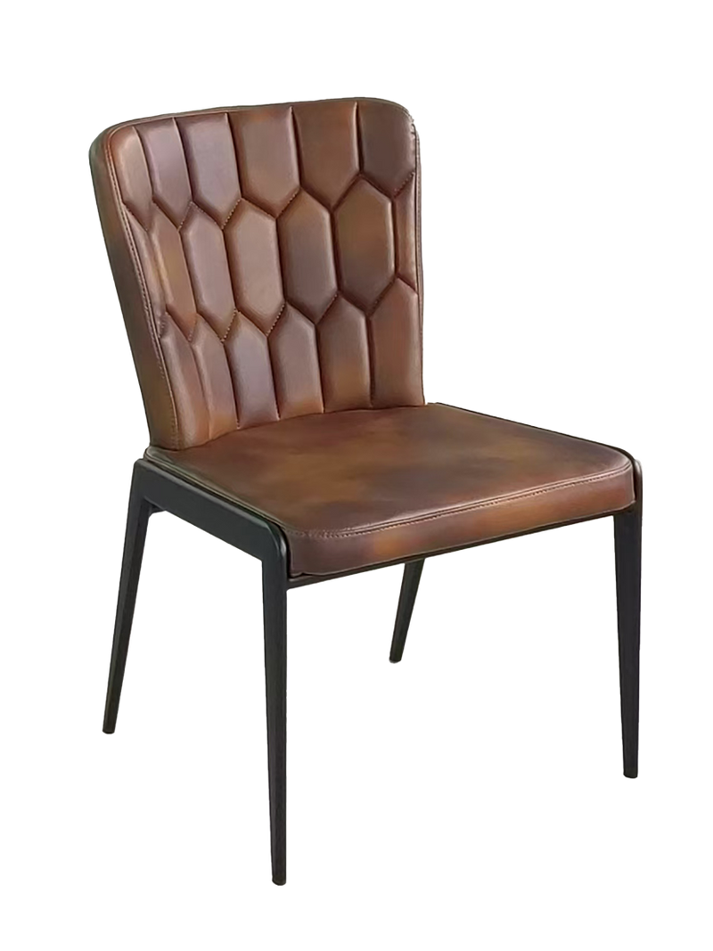 Brown Vinyl Seat&Back Steel Chair, Finish Walnut