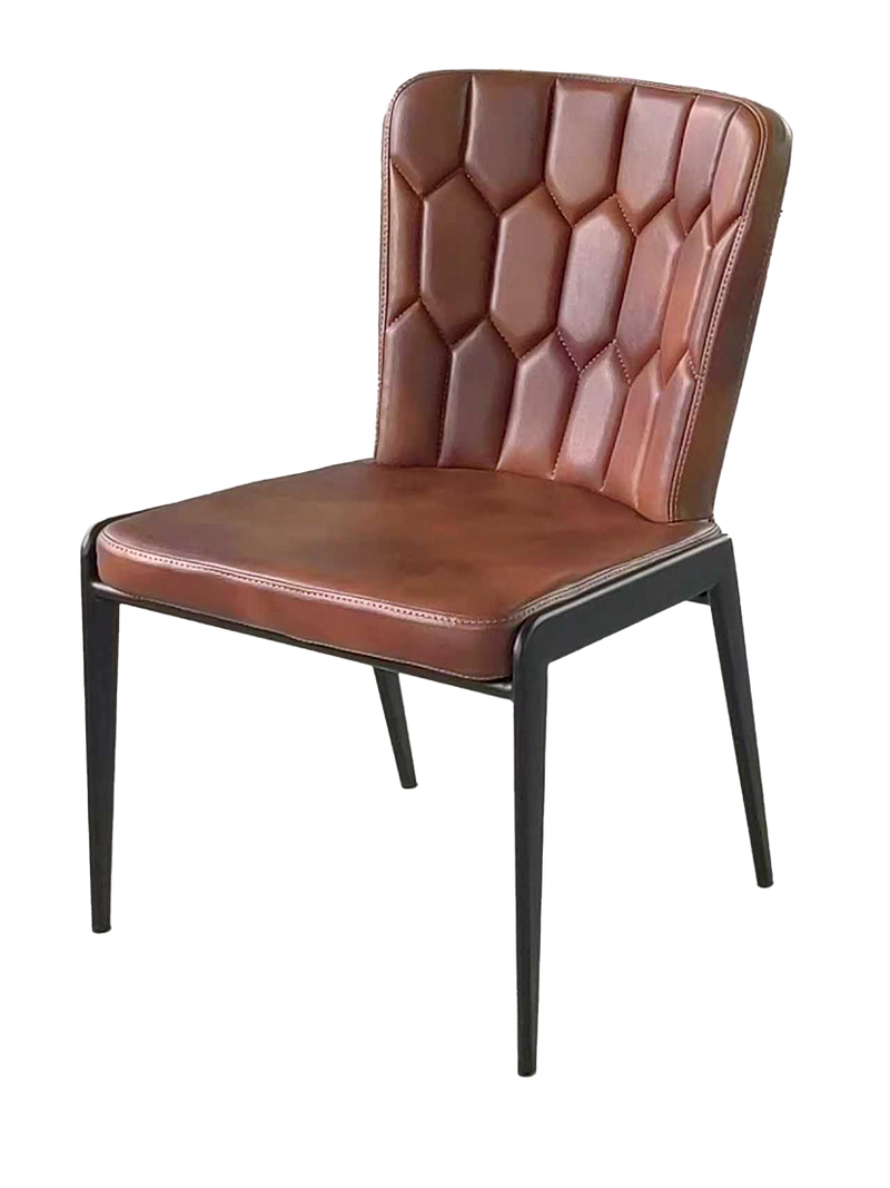 Brown Vinyl Seat&Back Steel Chair, Finish Walnut