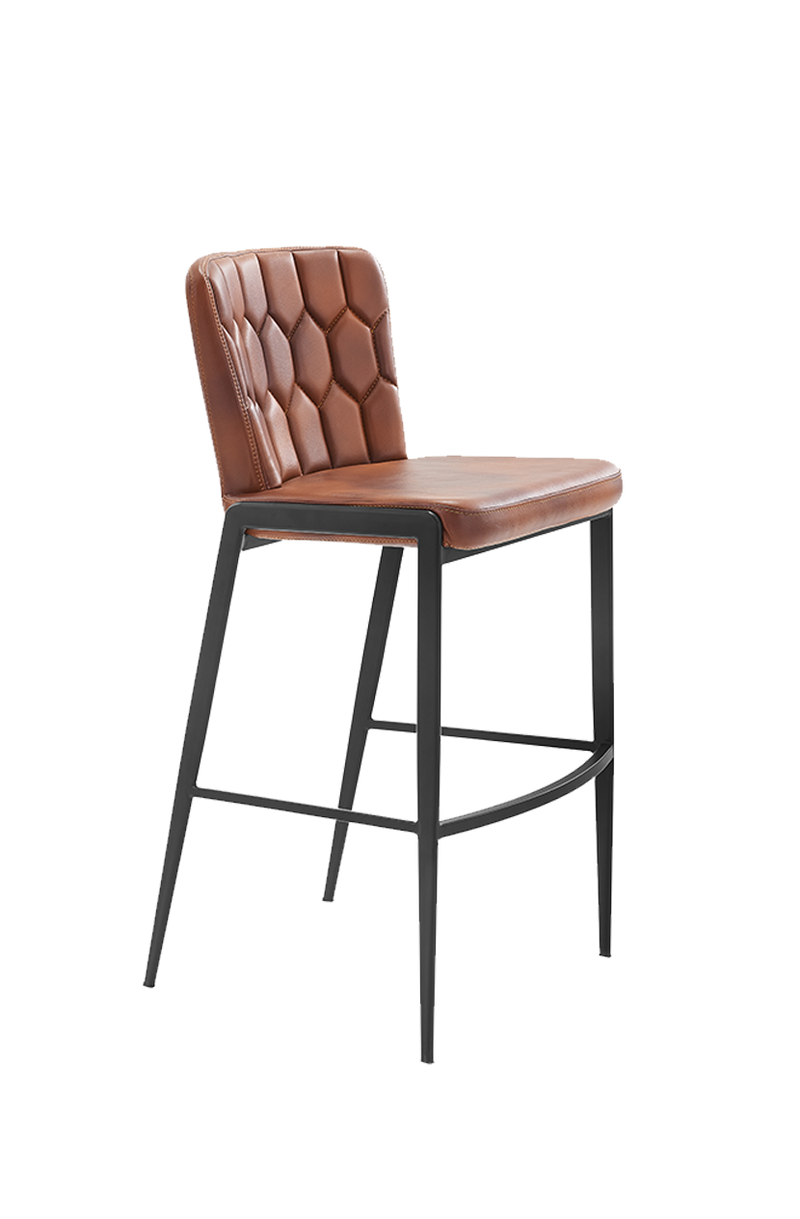 Brown Vinyl Seat&Back Steel Barstool, Finish Walnut