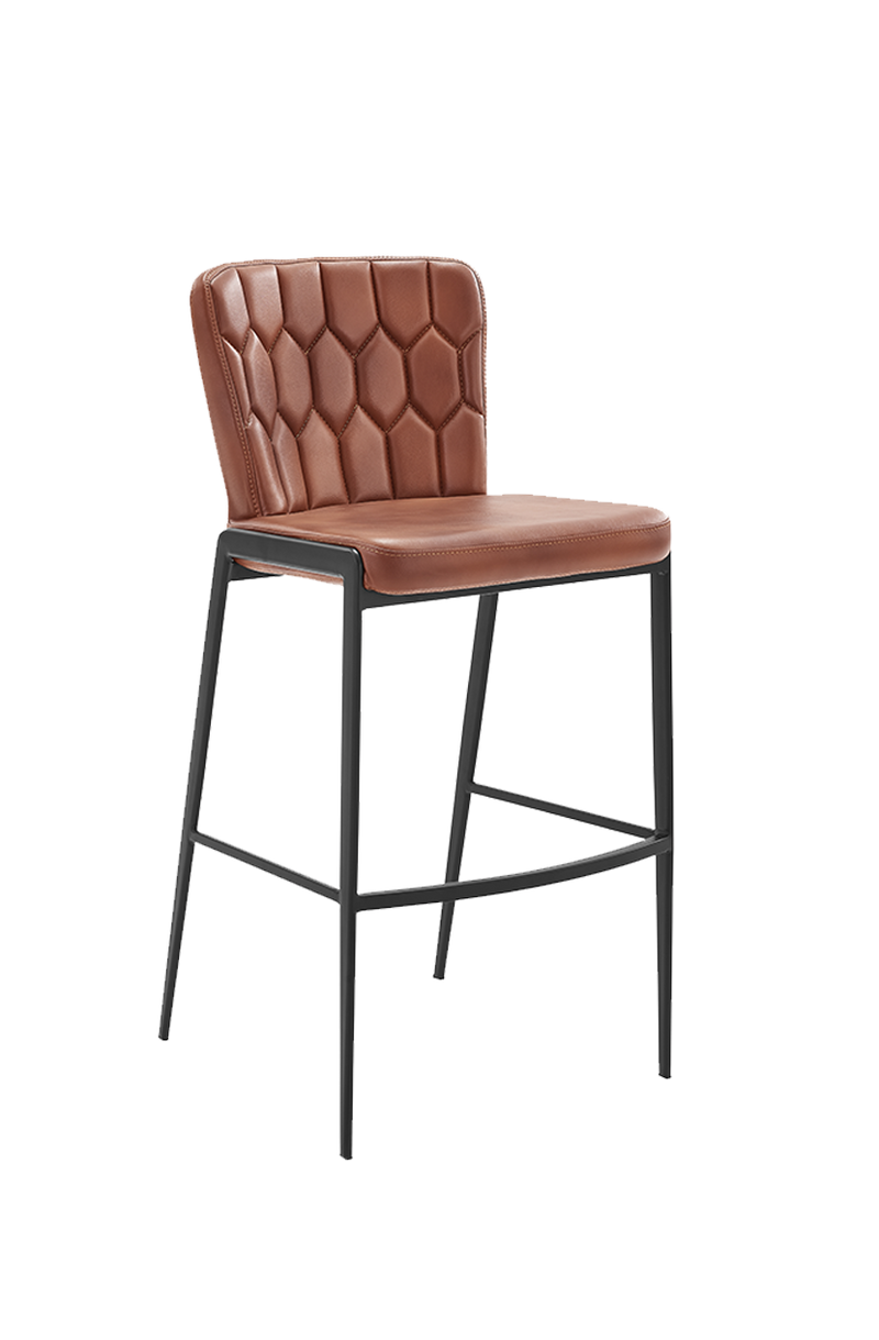 Brown Vinyl Seat&Back Steel Barstool, Finish Walnut