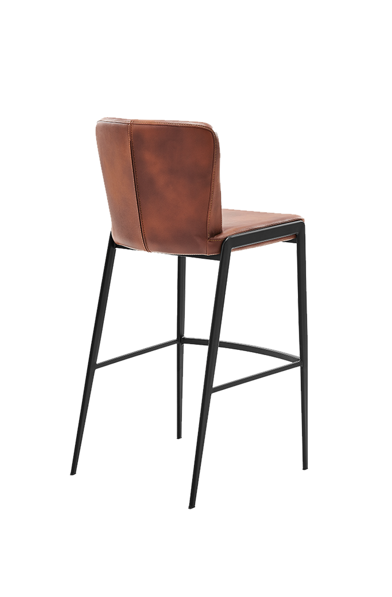 Brown Vinyl Seat&Back Steel Barstool, Finish Walnut