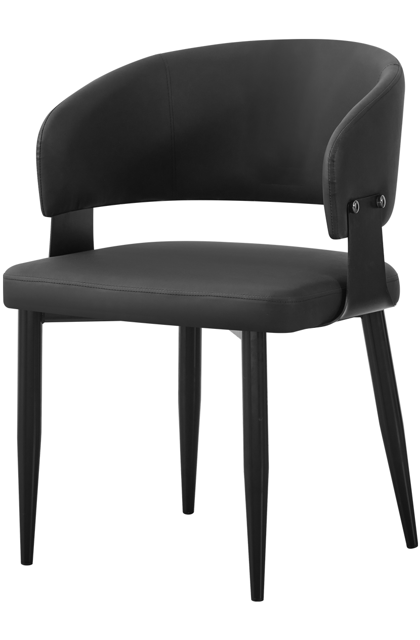 Black Indoor Vinyl Seat Chair, Finish Black Frame